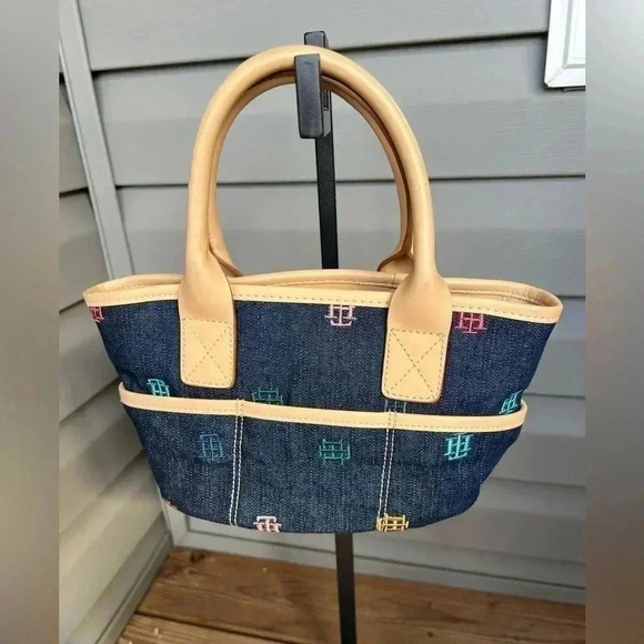 RARE Mini Tommy Hilfiger Leather Trim Bag - Picture 1 of 10